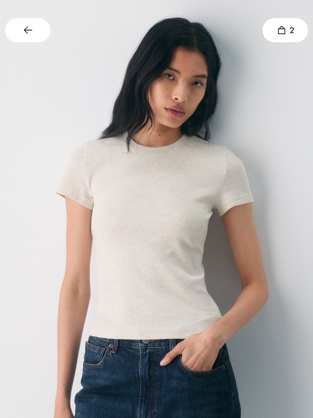 Aritzia Classic cream Crewneck Tee ribbed